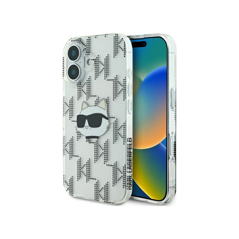 Karl Lagerfeld IML Choupette Head Galvaninis dėklas iPhone 16 - skaidrus