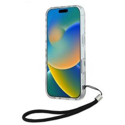 Karl Lagerfeld IML Zebra Pattern & Cord dėklas iPhone 16 - juodas