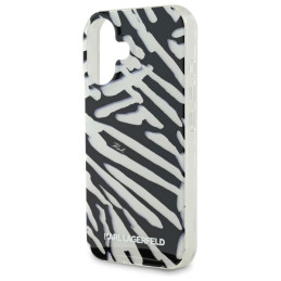 Karl Lagerfeld IML Zebra Pattern & Cord dėklas iPhone 16 - juodas