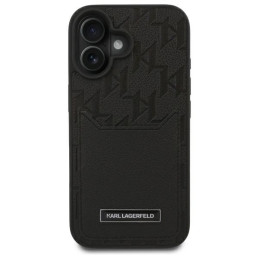 Karl Lagerfeld Cardslots Monogram dėklas iPhone 16 - juodas
