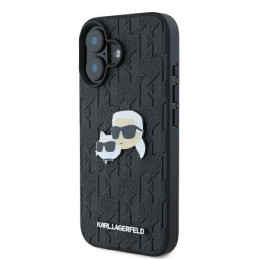 Karl Lagerfeld Monogram Karl & Choupette Head Pin dėklas iPhone 16 - juodas