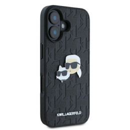 Karl Lagerfeld Monogram Karl & Choupette Head Pin dėklas iPhone 16 - juodas