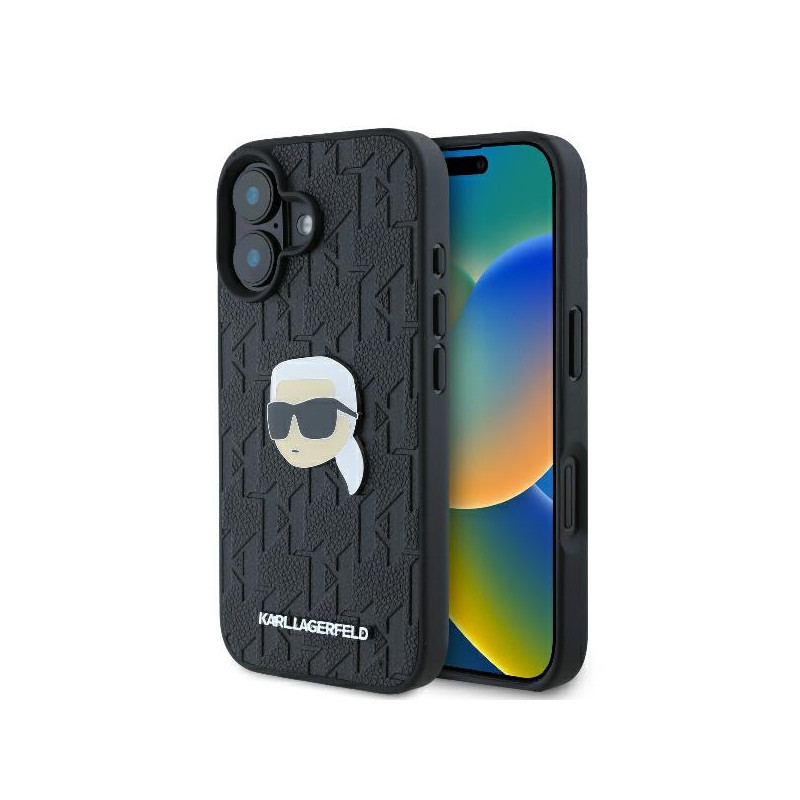 Karl Lagerfeld Monogram Karl Head Pin dėklas iPhone 16 - juodas