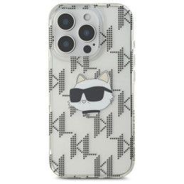 Karl Lagerfeld IML Choupette Head Galvaninis dėklas iPhone 16 Pro Max - skaidrus
