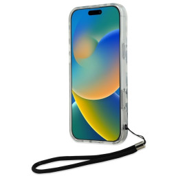 Karl Lagerfeld IML Zebra Pattern & Cord dėklas, skirtas iPhone 16 Pro Max - juodas