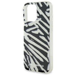 Karl Lagerfeld IML Zebra Pattern & Cord dėklas, skirtas iPhone 16 Pro Max - juodas