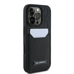 Karl Lagerfeld Cardslots Monogram dėklas, skirtas iPhone 16 Pro Max - juodas