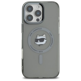 Karl Lagerfeld IML Metal Choupette Head MagSafe dėklas iPhone 16 Pro - juodas