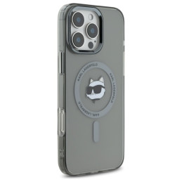 Karl Lagerfeld IML Metal Choupette Head MagSafe dėklas iPhone 16 Pro - juodas