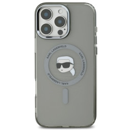 Karl Lagerfeld IML Metal Karl Head MagSafe dėklas iPhone 16 Pro - juodas