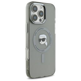 Karl Lagerfeld IML Metal Karl Head MagSafe dėklas iPhone 16 Pro - juodas