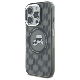 Karl Lagerfeld IML monograma Karl & Choupette Head MagSafe dėklas, skirtas iPhone 16 Pro – juodas