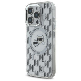 Karl Lagerfeld IML Monogram Karl & Choupette Head MagSafe dėklas iPhone 16 Pro - skaidrus