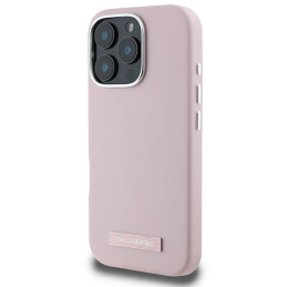 Karl Lagerfeld FW Metal Plate MagSafe dėklas iPhone 16 Pro - rožinis