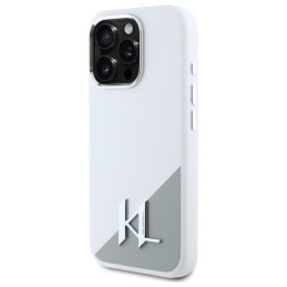 Karl Lagerfeld Silicone Shadow Metal Initial MagSafe dėklas iPhone 16 Pro - baltas