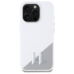 Karl Lagerfeld Silicone Shadow Metal Initial MagSafe dėklas iPhone 16 Pro - baltas