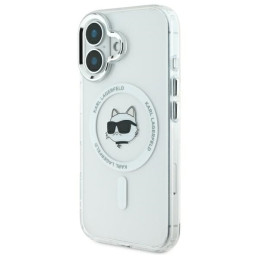 Karl Lagerfeld IML Metal Choupette Head MagSafe dėklas iPhone 16 Plus - baltas