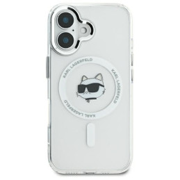 Karl Lagerfeld IML Metal Choupette Head MagSafe dėklas iPhone 16 Plus - baltas