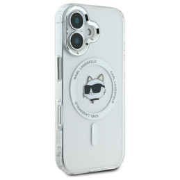 Karl Lagerfeld IML Metal Choupette Head MagSafe dėklas iPhone 16 Plus - baltas