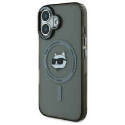 Karl Lagerfeld IML Metal Choupette Head MagSafe dėklas iPhone 16 Plus - juodas