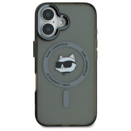 Karl Lagerfeld IML Metal Choupette Head MagSafe dėklas iPhone 16 Plus - juodas