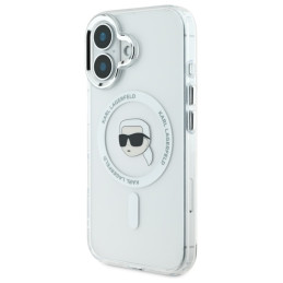 Karl Lagerfeld IML Metal Karl Head MagSafe dėklas iPhone 16 Plus - baltas