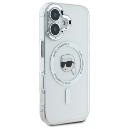 Karl Lagerfeld IML Metal Karl Head MagSafe dėklas iPhone 16 Plus - baltas