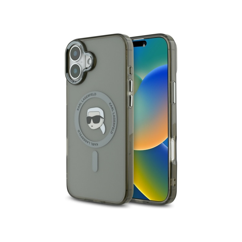 Karl Lagerfeld IML Metal Karl Head MagSafe dėklas iPhone 16 Plus - juodas