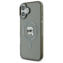 Karl Lagerfeld IML Metal Karl Head MagSafe dėklas iPhone 16 Plus - juodas