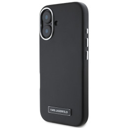 Karl Lagerfeld FW Metal Plate MagSafe dėklas iPhone 16 Plus - juodas
