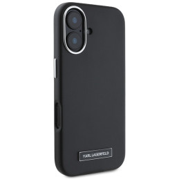 Karl Lagerfeld FW Metal Plate MagSafe dėklas iPhone 16 Plus - juodas