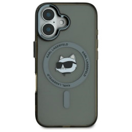 Karl Lagerfeld IML Metal Choupette Head MagSafe dėklas iPhone 16 - juodas