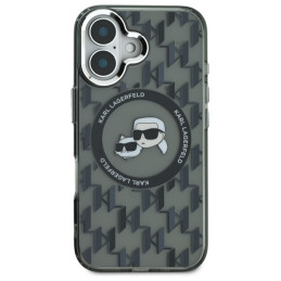 Karl Lagerfeld IML Monogram Karl & Choupette Head MagSafe dėklas iPhone 16 - juodas