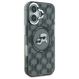 Karl Lagerfeld IML Monogram Karl & Choupette Head MagSafe dėklas iPhone 16 - juodas