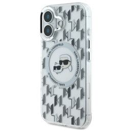 Karl Lagerfeld IML Monogram Karl & Choupette Head MagSafe dėklas iPhone 16 - skaidrus