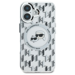 Karl Lagerfeld IML Monogram Karl & Choupette Head MagSafe dėklas iPhone 16 - skaidrus