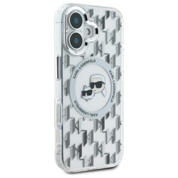 Karl Lagerfeld IML Monogram Karl & Choupette Head MagSafe dėklas iPhone 16 - skaidrus