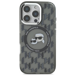Karl Lagerfeld IML monograma Karl & Choupette Head MagSafe dėklas, skirtas iPhone 16 Pro Max – juodas