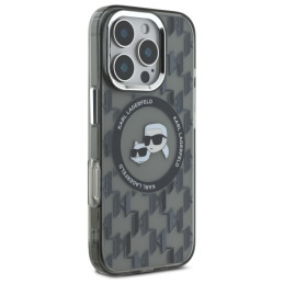 Karl Lagerfeld IML monograma Karl & Choupette Head MagSafe dėklas, skirtas iPhone 16 Pro Max – juodas