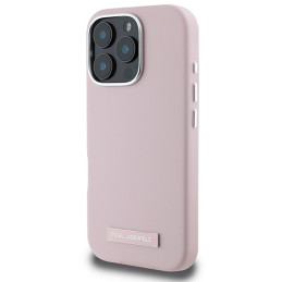 Karl Lagerfeld FW Metal Plate MagSafe dėklas iPhone 16 Pro Max - rožinis