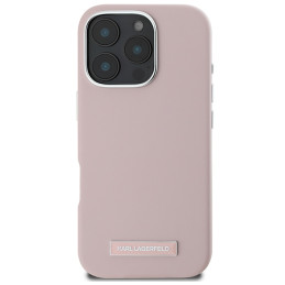 Karl Lagerfeld FW Metal Plate MagSafe dėklas iPhone 16 Pro Max - rožinis