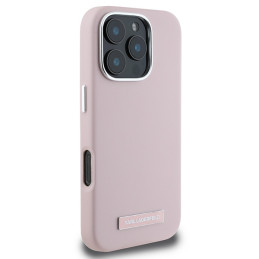 Karl Lagerfeld FW Metal Plate MagSafe dėklas iPhone 16 Pro Max - rožinis