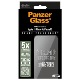 PanzerGlass keraminė ekrano apsauga, itin platus grūdintas stiklas, skirtas iPhone 16