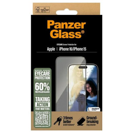 PanzerGlass EyeCare ekrano apsauga, itin platus grūdintas stiklas, skirtas iPhone 16