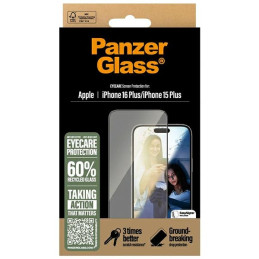 PanzerGlass EyeCare ekrano apsauga, itin platus grūdintas stiklas, skirtas iPhone 16 Plus