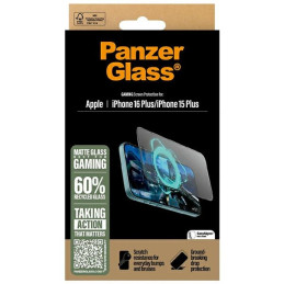 PanzerGlass žaidimų ekrano apsauga, itin platus grūdintas stiklas, skirtas iPhone 16 Plus