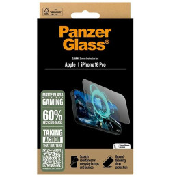 PanzerGlass žaidimų ekrano apsauga, itin platus grūdintas stiklas, skirtas iPhone 16 Pro