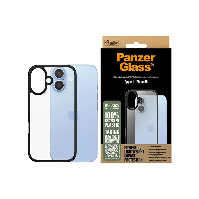 PanzerGlass HardCase dėklas iPhone 16 - juodas