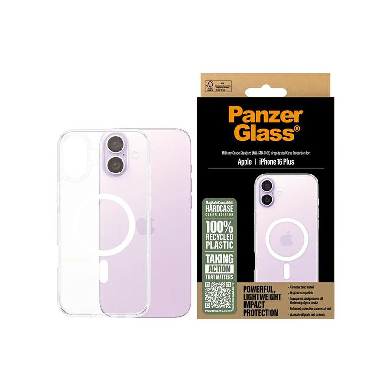 PanzerGlass kietas dėklas su MagSafe, skirtas iPhone 16 Plus - baltas
