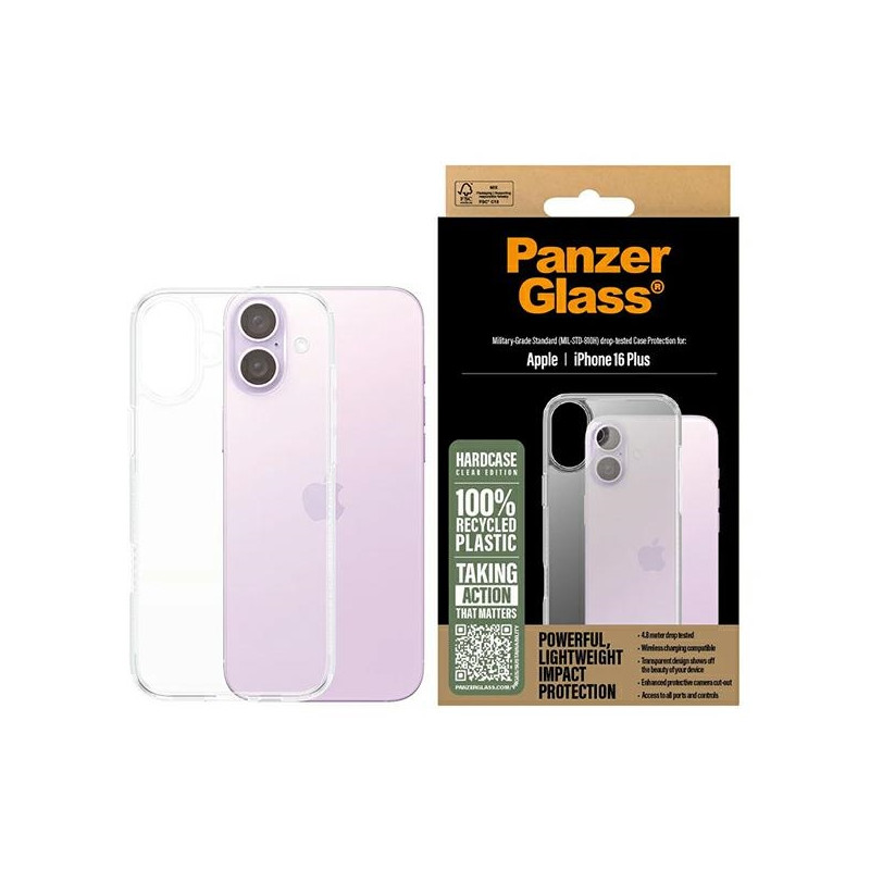PanzerGlass HardCase dėklas iPhone 16 Plus - skaidrus